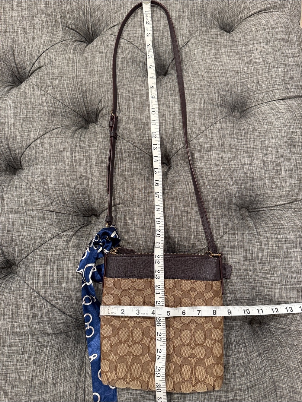 Coach Bag Kitt Brown Signature Canvas Leather Trim Crossbody Bag - Picture 17 of 17